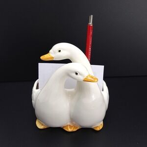 Vintage Takahashi JAPAN Porcelain Ceramic Duck Swan Geese/Goose Desk Office MCM